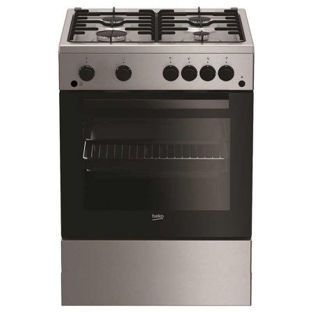 Aragaz Beko FSGT62110DXO, 4 Arzatoare, Gaz, Aprindere electrica, Clean Zone, reglare presiune gaz natural, 60 cm, Inox