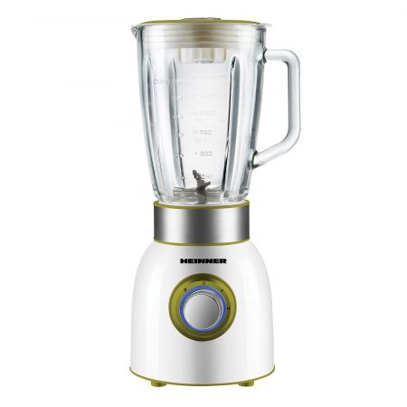 Blender de masa Heinner Charm, 1000W, 1.5L, 2 viteze, bol sticla, Alb/Verde