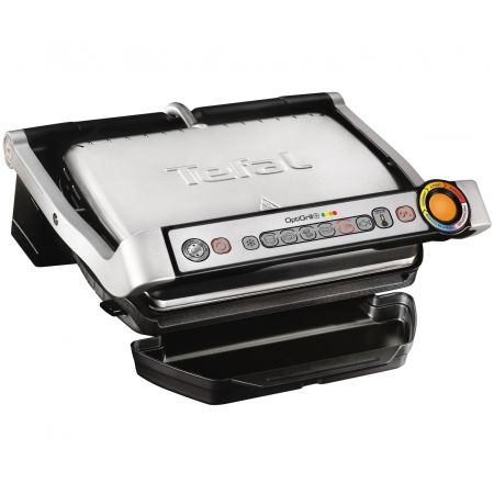 Gratar electric Tefal OptiGrill+ GC712D, 2000 W, 6 programe automate, Inox/Negru