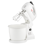 Mixer cu bol Tefal Prepline HT413, 450 W, bol rotativ 2.5L, 5 viteze + turbo, palete inox, picior plastic, pahar gradat, spatula, Alb