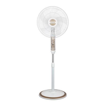 Ventilator cu picior Heinner HXSF-16WHGD, 55W, 40 cm diametru, telecomanda, temporizator, functie oscilare, 3 trepte de viteza, Alb/decoratii aurii